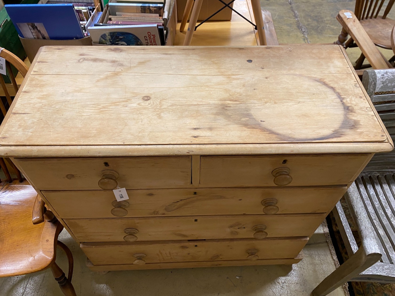 A Victorian stripped pine chest, width 104cm, depth 105cm, height 102cm